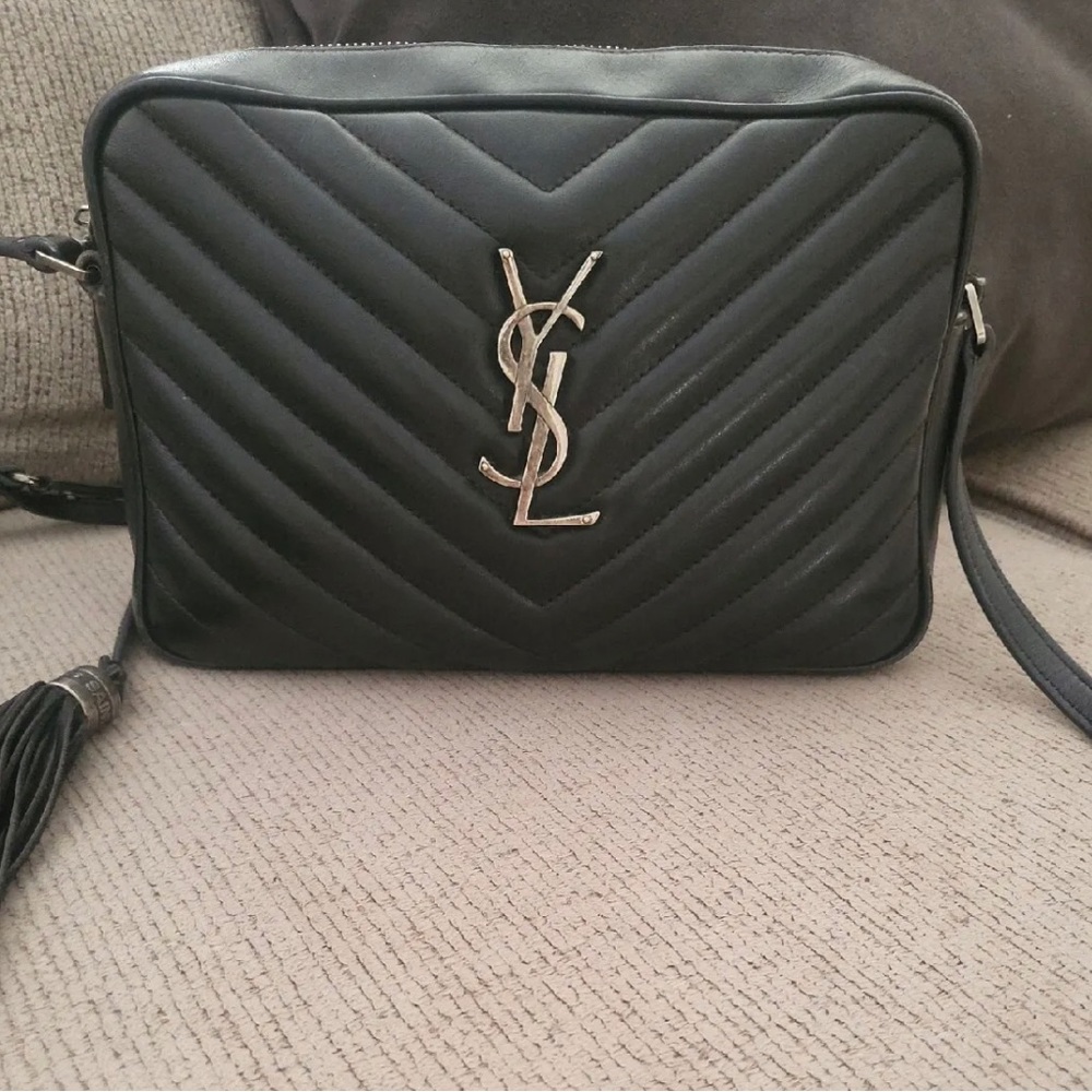 Saint Laurent Lou Silver Hardware Crossbody Black Leather